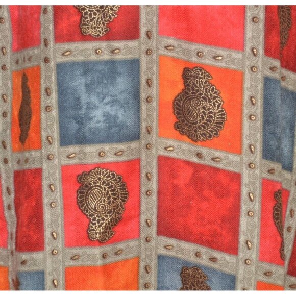 Panchi Indian Pakistani Kurta Tunic Dress 3/4 Sleeve Size M Color Block Flannel - Picture 4 of 11